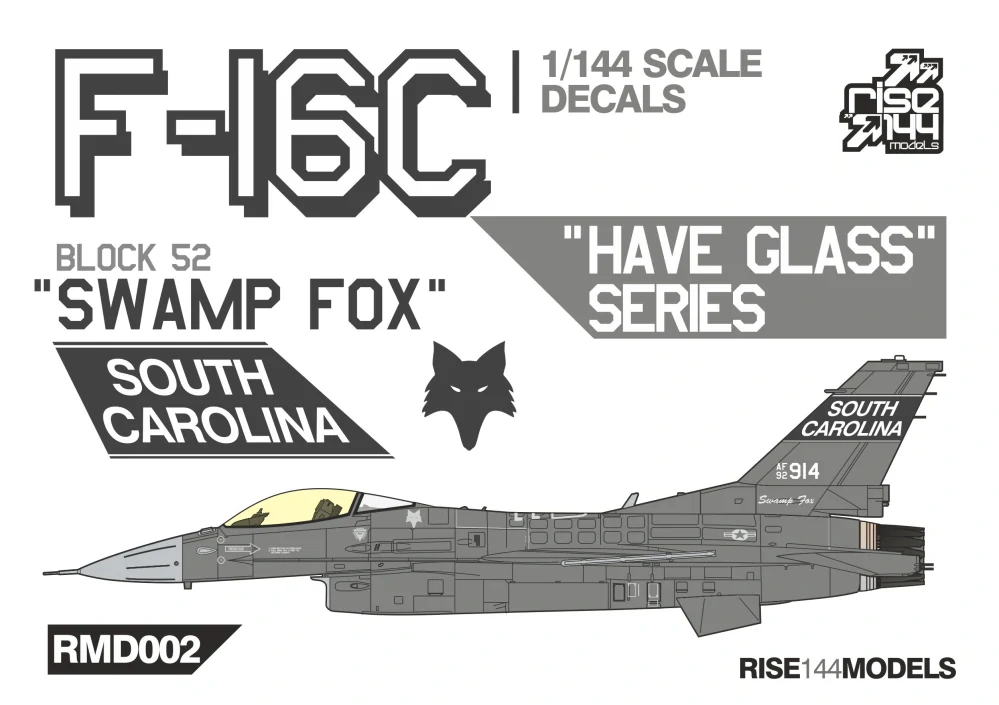 1/144 F-16C decals SWAMP FOX, South Carolina (HAVE GLASS SCHEME)