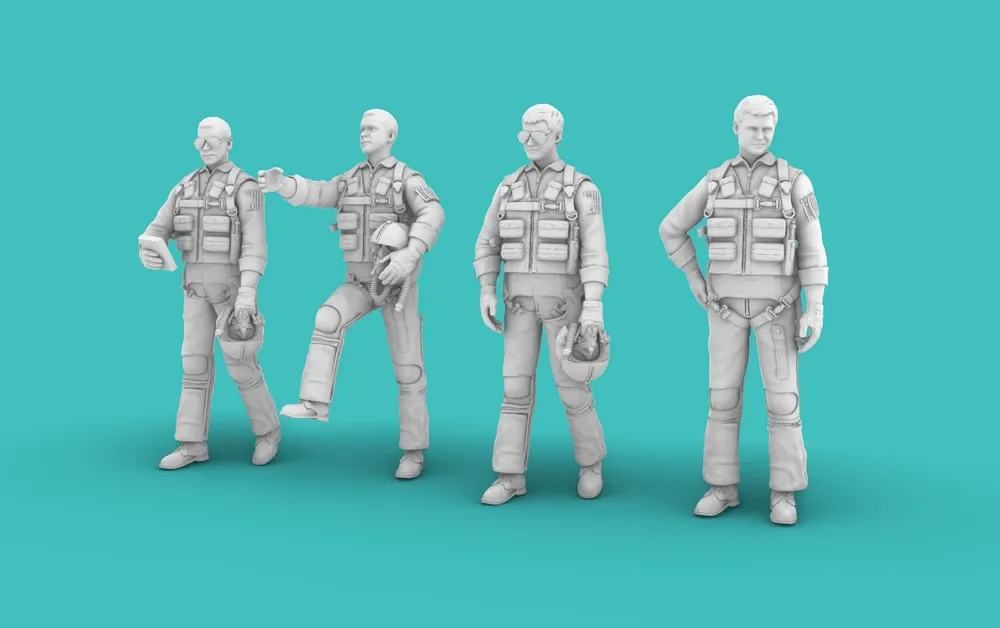 1/72 Vietnam War Era American Pilots standing (set of 4x)