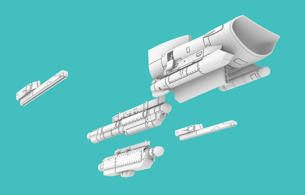 1/144 F-16 Intake LATE (SHARK) with AN/ALE-50 decoy, Sniper, Harm, ALQ-184, ALQ-131 pods, for Revell kit