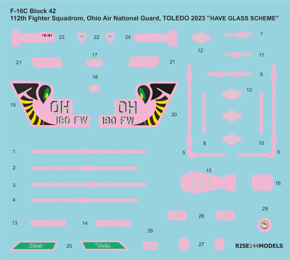 1/144 F-16C decals STINGERS OHIO ANG. VOL.2 (HAVE GLASS SCHEME)