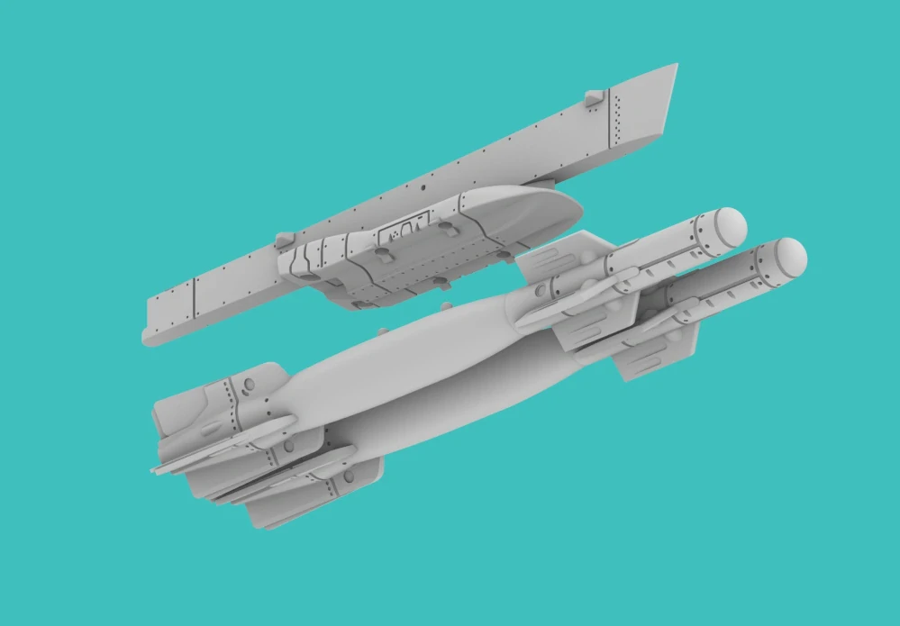1/144 AUF-2 twin bomb rack with center pylon, with 2x GBU-22 for MIRAGE 2000/MIRAGE F1